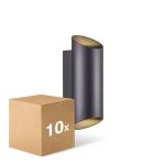 Fordelspakning 10x Nordlux Nico Veggbelysning Aluminium Svart Up & Down | IP54 - Egnet for 2x GU10
